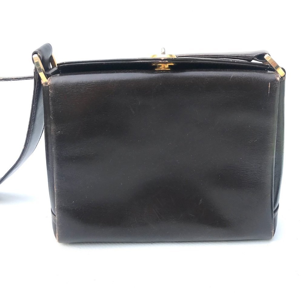 Vintage 50s GUCCI brown leather bag purse VERY RARE authentic